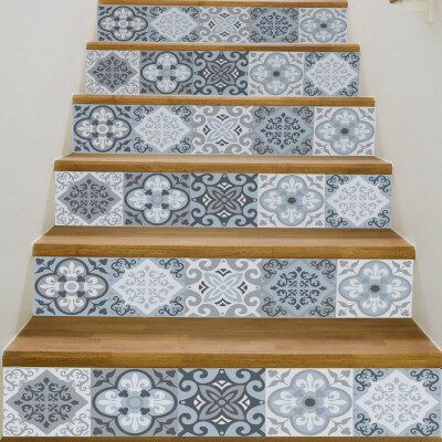 

〖Follure〗Mediterranean Style DIY Removable Stair Sticker Home Decor Ceramic Tiles Pattern