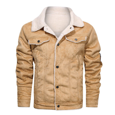 

Gobestart Mens Autumn Winter Vintage Turn-down Collar Solid Imitation Leather Coat