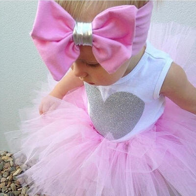 

3PCS Baby Girls Romper Tutu Skirt Dress Party Headband Clothes