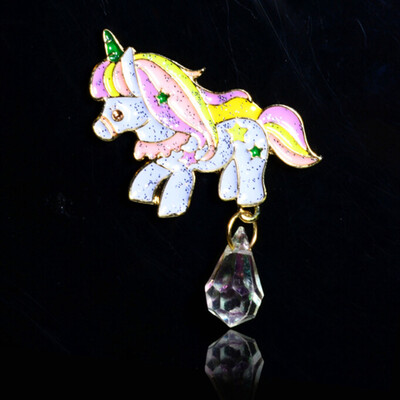 

Cute Charm Cartoon Animal Horse Baby Cool Metal Brooch Pin Jean Bag Button Badge Candy Color Badge Girl Part