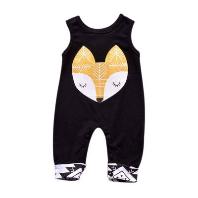 

0-24M Newborn Baby Boy Girls Cotton Romper Kids Jumpsuit Summer Cartoon Fox Printed Clothes Outfit