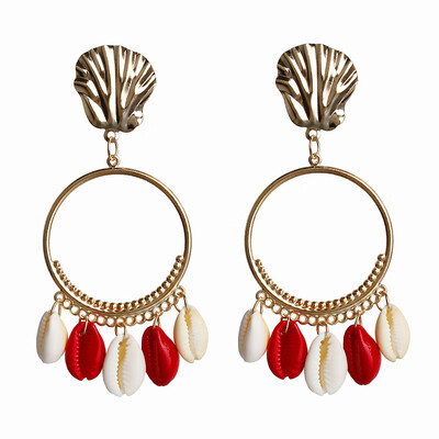 

EK724 Hyperbole Big Circle Dangle Earrings for Women Bohemian Sea Shell Drop Earrings Round Summer Dress Jewelry Wholesale