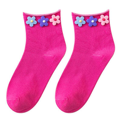 

Fashion Women Colorful Flower Curl Edge Breathable Cotton Over Ankle Short Socks