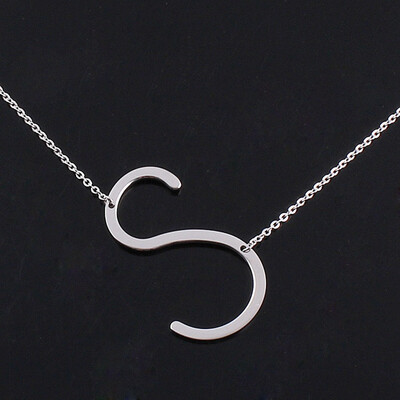 

Alphabet Necklace Silver Plated Initial Letter Alphabet A - Z Choker Pendant