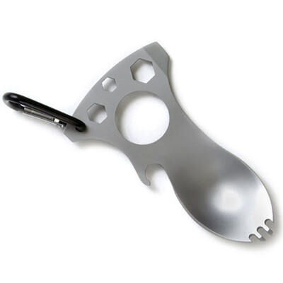 

Toponeto Pocket Spoon Fork Wrench Bottle Opener Carabiner Kit Camping Hiking Tool New