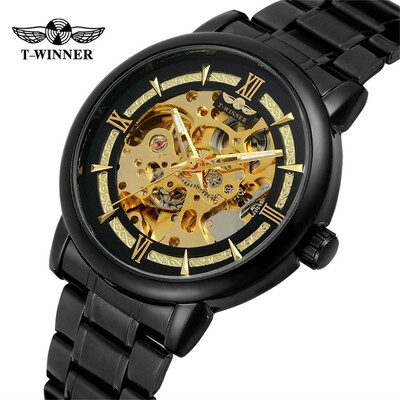 

Gobestart T-WINNER Hollow Luxury Design Business Fashion Mens Steel Belt Mechanical Watch