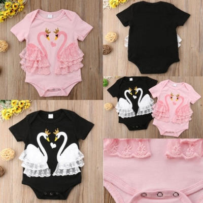 

Newborn Baby Girls Infant Swan Lace Romper Jumpsuit Bodysuit Cotton Outfit Set