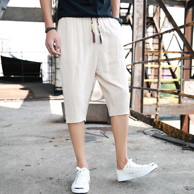 

Gobestart Mens Summer New Style Pure Colour Cotton Hemp Pants Fashion Comfortable Trouser