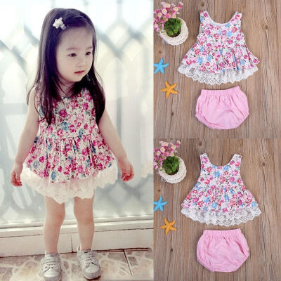 

Newborn Baby Girls Infant Floral Tutu Tulle Princess Dress Pants Outfit Set