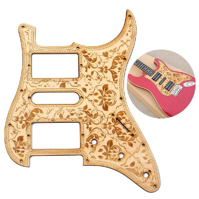 

HSH Wooden Guitar Pickguard Maple Wood with Decorative Flower Pattern for ST Electric Guitars