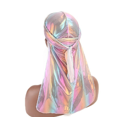 

Unisex Silklike La-ser Polyester Bandana Hat Durag Rag Tail Breathable Headwrap Headwear Hair Accessories Royal Blue