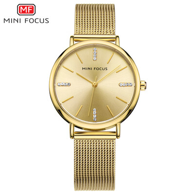 

MINI FOCUS Fox Womens Watch Quartz Watch Business Casual Steel Mesh with Waterproof Diamond