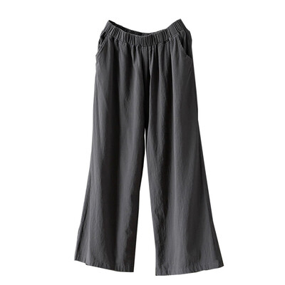 

Tailored Women Palazzo High Waist Wide Leg Culottes Cotton Linen Trousers Loose Pants