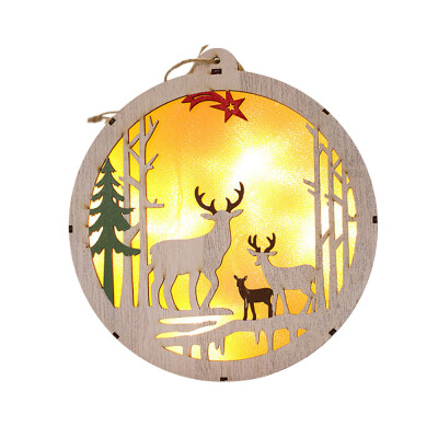 

Toponeto LED Light Wood House Cute Christmas Tree Ornaments Window Holiday Decoration