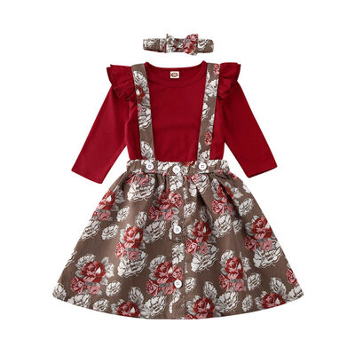 

2pcs Toddler Infant Baby Girls Outfits T shirt topsBraces dress Kid Clothes Set