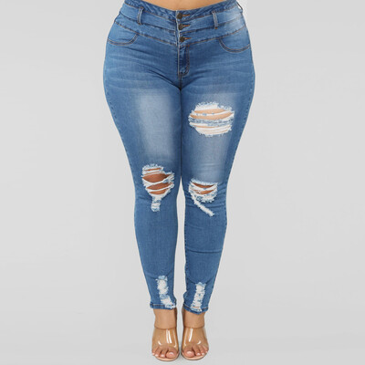 

Tailored Women Hight Waisted Plus Size Long Pants Pocket Denim Jeans Stretch Length Jeans