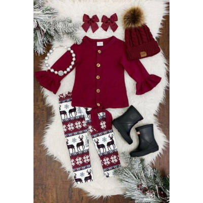 

UK Toddler Kids Baby Girls Christmas Clothes T-shirt Top Pants Outfits Tracksuit