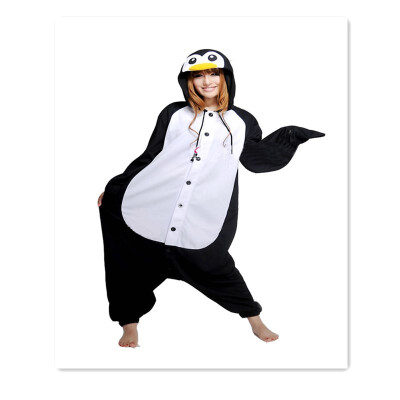 

Black penguin hooded flannel home pajamas 2018 sexy pajamas female cute cartoon pajamas winter adult