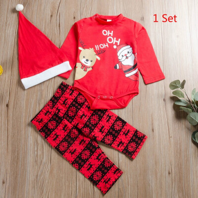 

3PCS Set Baby Christmas Party Costumes New Year Clothes Xmas Childrens Clothing