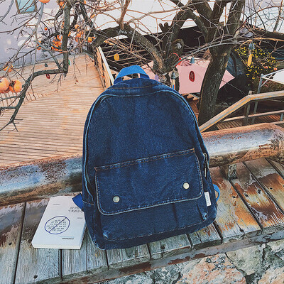 

The old girl bag female Korean Harajuku high school students campus denim canvas ins backpack