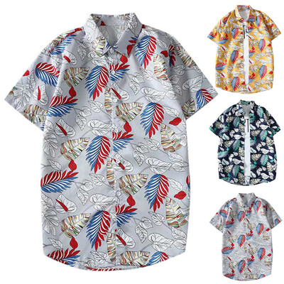 

Toponeto Mens Summer Fashion Casual Lapel Print Short Sleeve Shirt Top Blouse