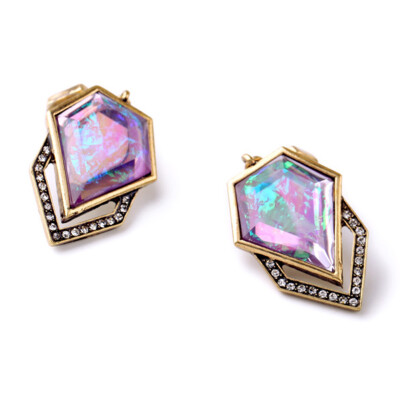 

Dazzle Color Geometric Imitation Gems Brand Designer Womens Trendy Drop Earrings Factory Wholesale