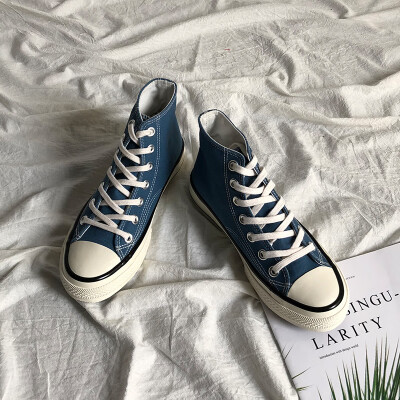 

Comet EVENSTAR chic canvas shoes 1970s olive green high ulzzang street smog blue shoes