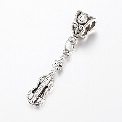 

Tibetan Style Alloy European Dangle Beads Large Hole Pendants Violin Antique Silver 40mm Hole 7x5mm Pendant 25x65x3mm
