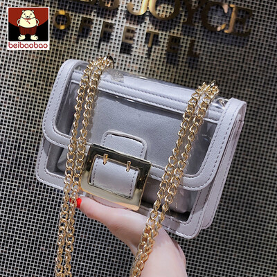 

Transparent bag woman 2019 new jelly chain small square bag ins super fire net red single shoulder oblique satchel bag
