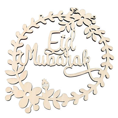 

5pcs Wood Eid Mubarak Garland Hanging Pendant Muslim Ramadan Party Decor