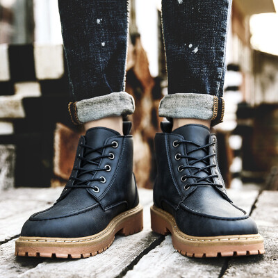 

High-top Martins Mens Korean English-style casual shoes keep warm&lint cotton shoes short boots