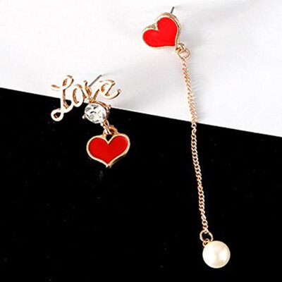 

Lovely Young Beautiful Girl Love Shape Asymmetry Of girlfriends Stud Earrings Women Act
