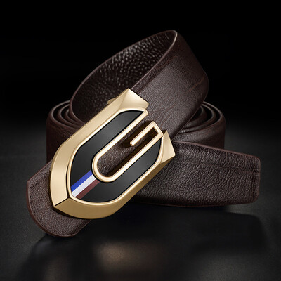 

Guangzhou belt mens leather Korean casual business smooth buckle leather belt youth fashion mens belt belt