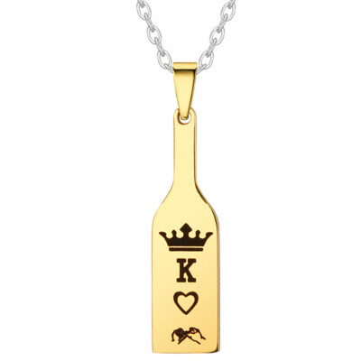 

Stainless Steel Jewelry King Queen Crown Pendant Couple Necklace