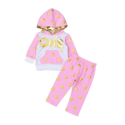 

2PCS Todder Infant Baby Girls Outfits Hooded Pink Coat TopsPants Clothes Set