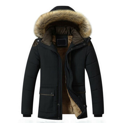 

Mens Winter Warm Fur Collar Thick Parka Coat Outwear Hooded Plus Jackets Trench