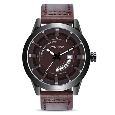 

KONXIDO gallery time 6205 watch sports casual quartz watch calendar leather watch male watch