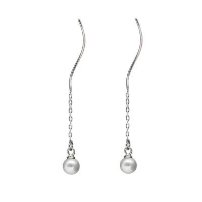 

1 Pair Women Threader Dangle Earrings Wedding Jewelry Pearl Twist Wire Threader Drop Earrings