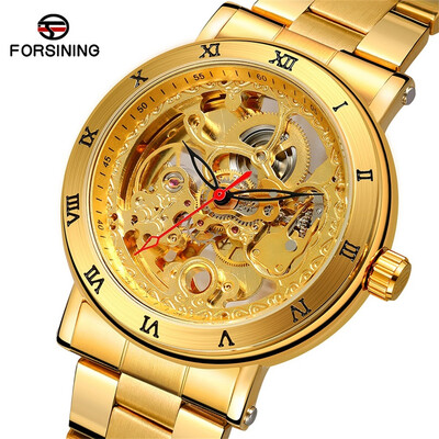 

Gobestart Waterproof Steel Watch Double Bottom Hollow Mens Automatic Mechanical Watch