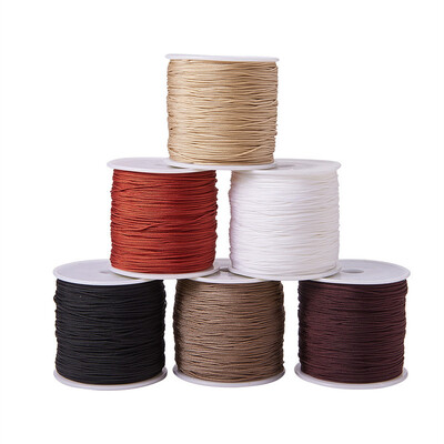 

PH PANDAHALL 6 Rolls Mixed Color Braided Nylon Cord Imitation Silk String Thread