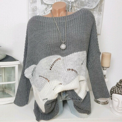 

Tailored Women Casual Stripe O-Neck Knitted Hollow out Long Sleeve Sweater Top Blouse