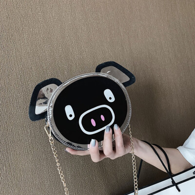 

Tailored Fashion Girls Leather Chain Wild Cute Cartoon Pig Shoulder Messenger Bag