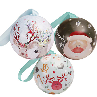 

〖Follure〗Tinplate Round Ball Boxes Galaxy Reindeer Santa Tree Hanging Decorations Party
