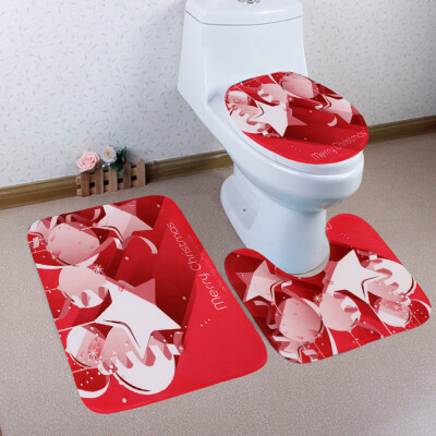 

Tailored 3PCS Christmas Bathroom Non-Slip Pedestal Rug Lid Toilet Cover Bath Mat Set