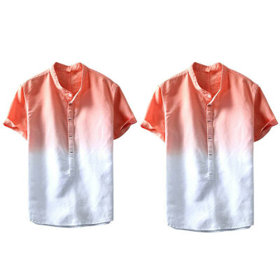 

New Men Gradient Color Summer Short Sleeve Cotton Breathable Casual T-shirt