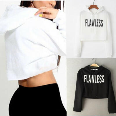 

L Womens Hoodie Sweatshirt Jumper Sweater Crop top Coat Sports Pullover Tops
