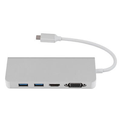 

Greensen Multifunctional TYPE-C to HDMIVGARJ45 Gigabit LAN 6-in-1 Converter for MacBook SilverHUB USB 30 USB 30 HUB