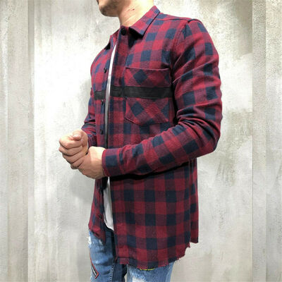 

Mens Large Size Print Button Down Long Sleeve Shirt Top Casual Plaid Shirts