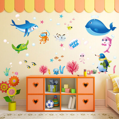 

〖Follure〗Colorful Fish Shark Ocean Wall Stickers Vinyl Decal Mural Kids Room Decor