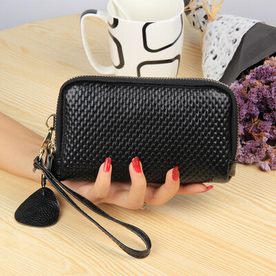 

2019 new melon seed double zipper leather clutch bag European&American fashion trend coin purse mobile phone bag